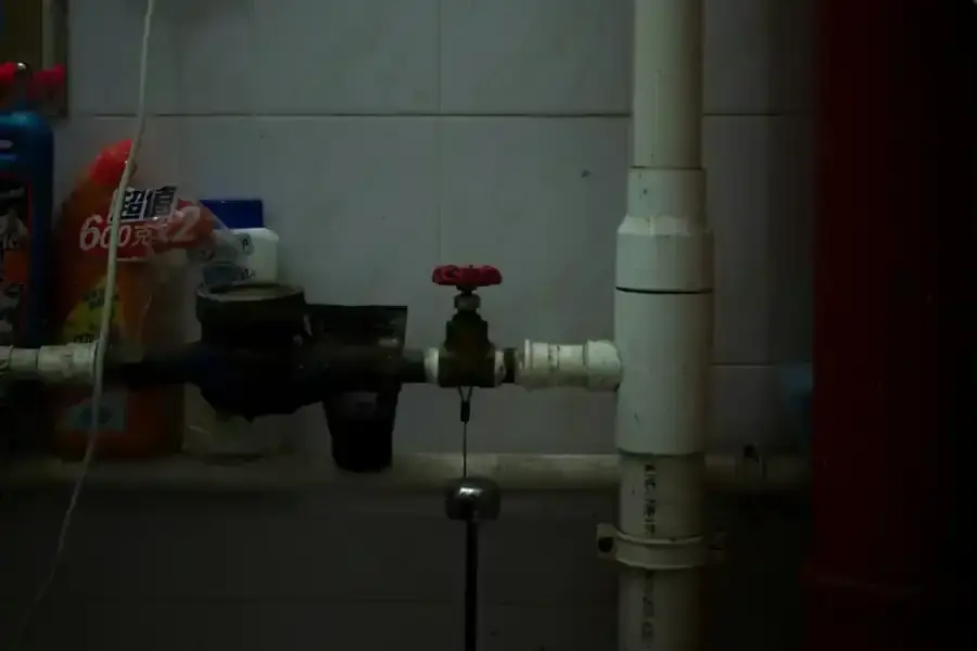 Domestic pipework in a service cupboard